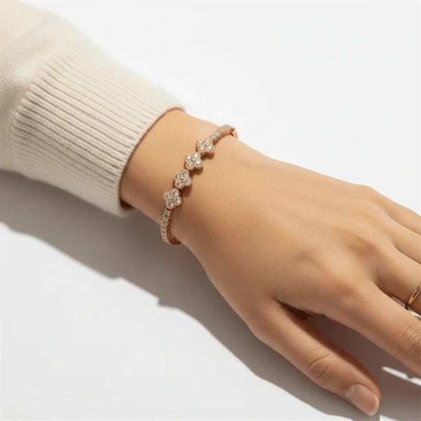 Saffron 18kt. Gold Plated Gold CZ Flower Bracelet