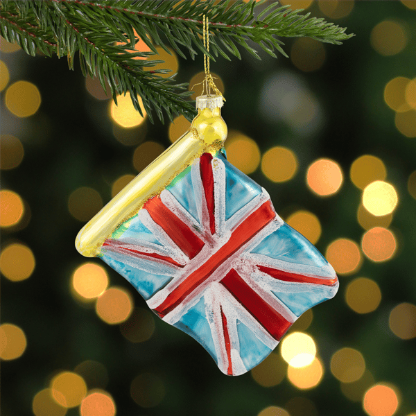 Northlight 3.5in. Union Jack Flag Glass Christmas Ornament