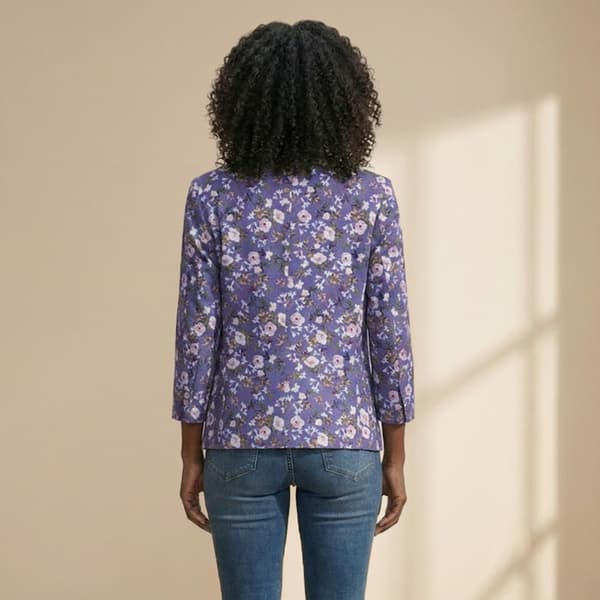 Womens Nicole Miller Long Sleeve One Button Ditsy Floral Blazer