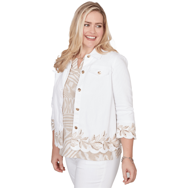 Petite Alfred Dunner Natural Wonder Embroidered Denim Jacket