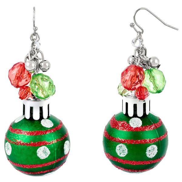 Christmas Tree Green Dot Earrings - image 