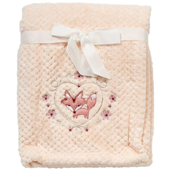Rene Rofe&#40;R&#41; Heart Fox & Floral Plush Blanket - image 