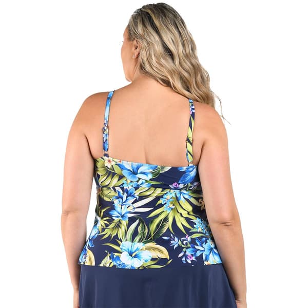 Plus Size Maxine Island Serenity Double Tiered Tankini Swim Top