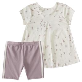 Toddler Girl adidas&#174; Pleated A-Line Heart Top & Bike Shorts Set