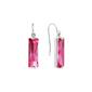 Athra Fine Silver Plated Pink Crystal Rectangle Drop Earrings - image 1