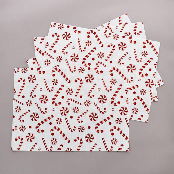 Willow & Hem Candy Cane Printed Vinyl Placemats - Set of 4 - image 
