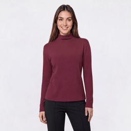 Womens Hasting & Smith Long Sleeve Solid Mock Neck Tee