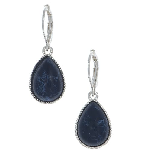 Nine West Silver-Tone & Denim Stone Teardrop Earrings - image 
