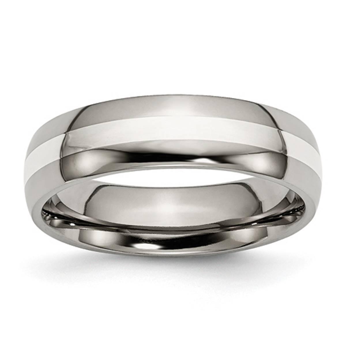 Mens Endless Affection™ Sterling Silver Inlay Wedding Band