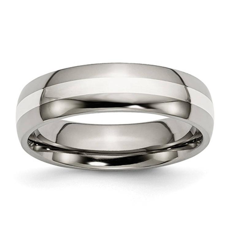 Mens Endless Affection(tm) Sterling Silver Inlay Wedding Band