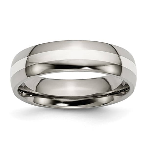 Mens Endless Affection(tm) Sterling Silver Inlay Wedding Band - image 