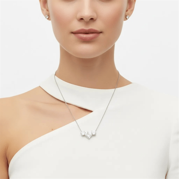 Saffron 4ctw. Moissanite Diamond Trio Pendant Necklace
