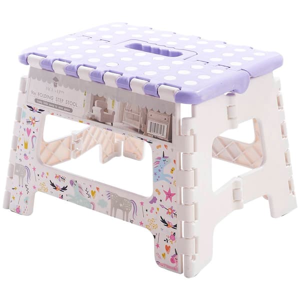 9in. Foldable Step Stool Rainbow Unicorn - image 