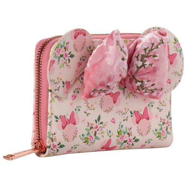 Womens Loungefly Minnie Mouse Floral Zip Around Wallet