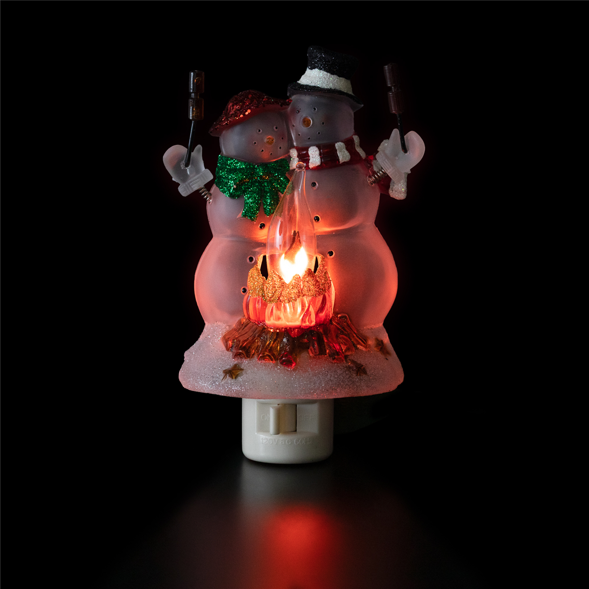 Northlight Snow Couple Roasting Marshmallow Christmas Night Light