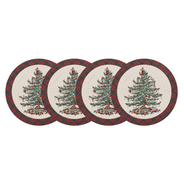 Spode® Christmas Tree Tartan Round Placemats - Set of 4