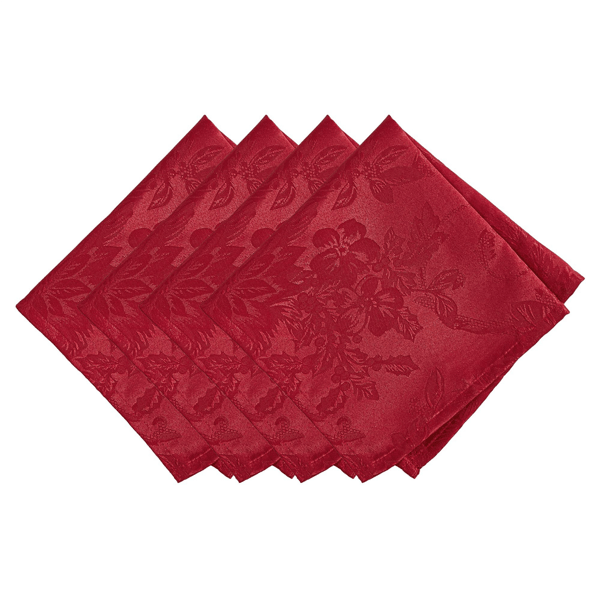 Threadmade Poinsettia Elegance Jacquard Napkins - Set of 4 - image 
