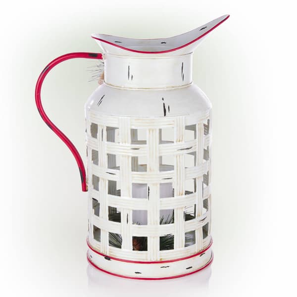 Alpine LED Rustic Metal Pitcher Candle Decor