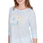 Petite Hearts of Palm Aqua Fresh 3/4 Sleeve Palm Tree Tee - image 5