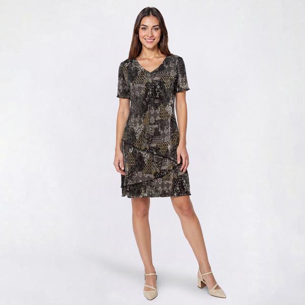 Petite Connected Apparel Tiered Patchwork Sheath Dress