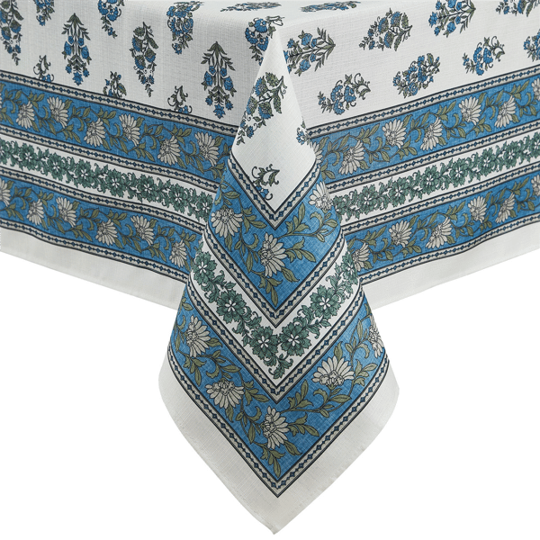 Threadmade Tropez Block Print Stain & Water Resistant Tablecloth