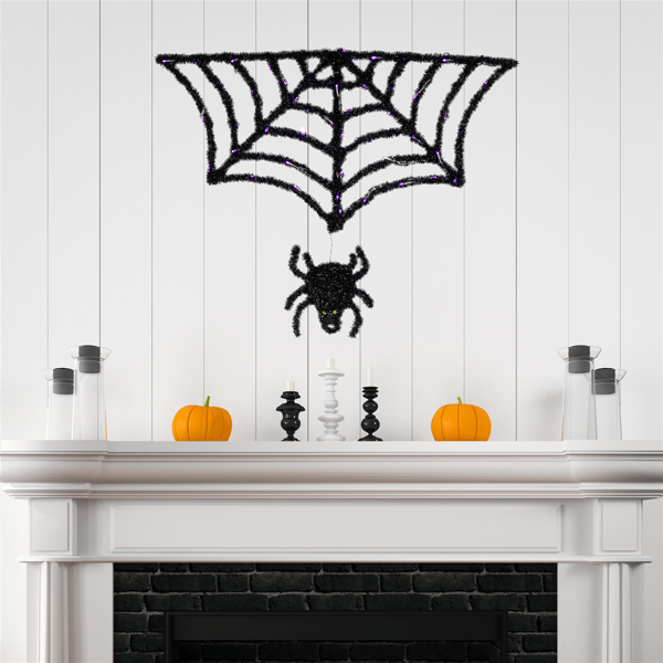 Northlight Black Lighted Spider & Web Halloween Decoration