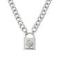 Steve Madden Silver Link Chain Necklace w/ Padlock Pendant - image 2