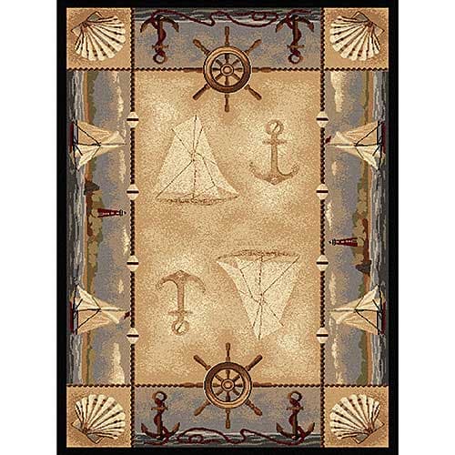 Tayse Nature Seashore Nautical Area Rug - Beige - image 