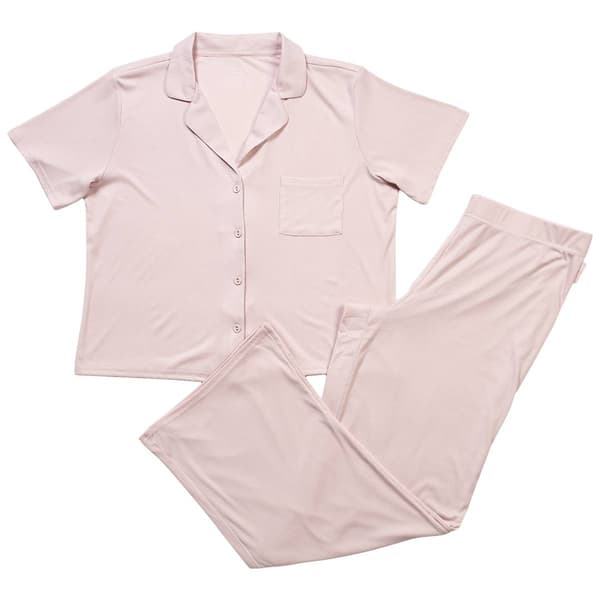 Womens Danskin Short Sleeve Rib Notch Collar Pajama Set - image 