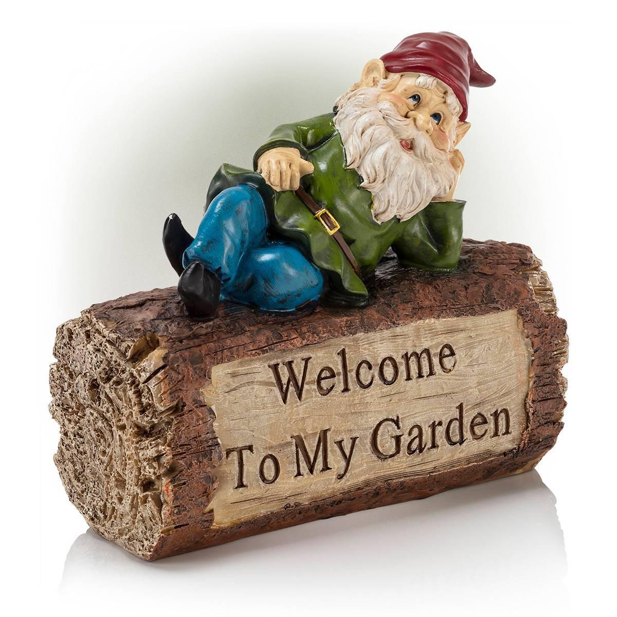 Alpine Welcome to My Garden Sign Gnome Statue