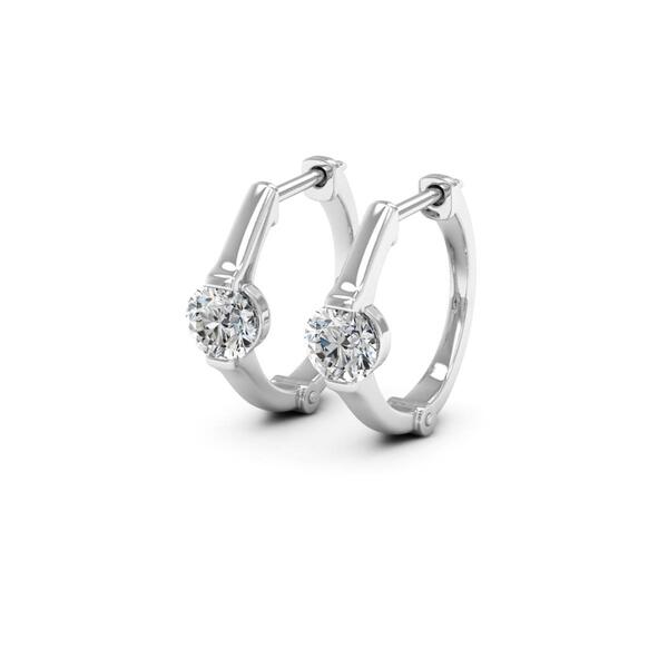 Moluxi&#40;tm&#41; Sterling Silver 1ctw. Round Moissanite Hoop Earrings - image 