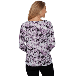 Womens Emaline Lavender Revelry Abstract Floral Blouse