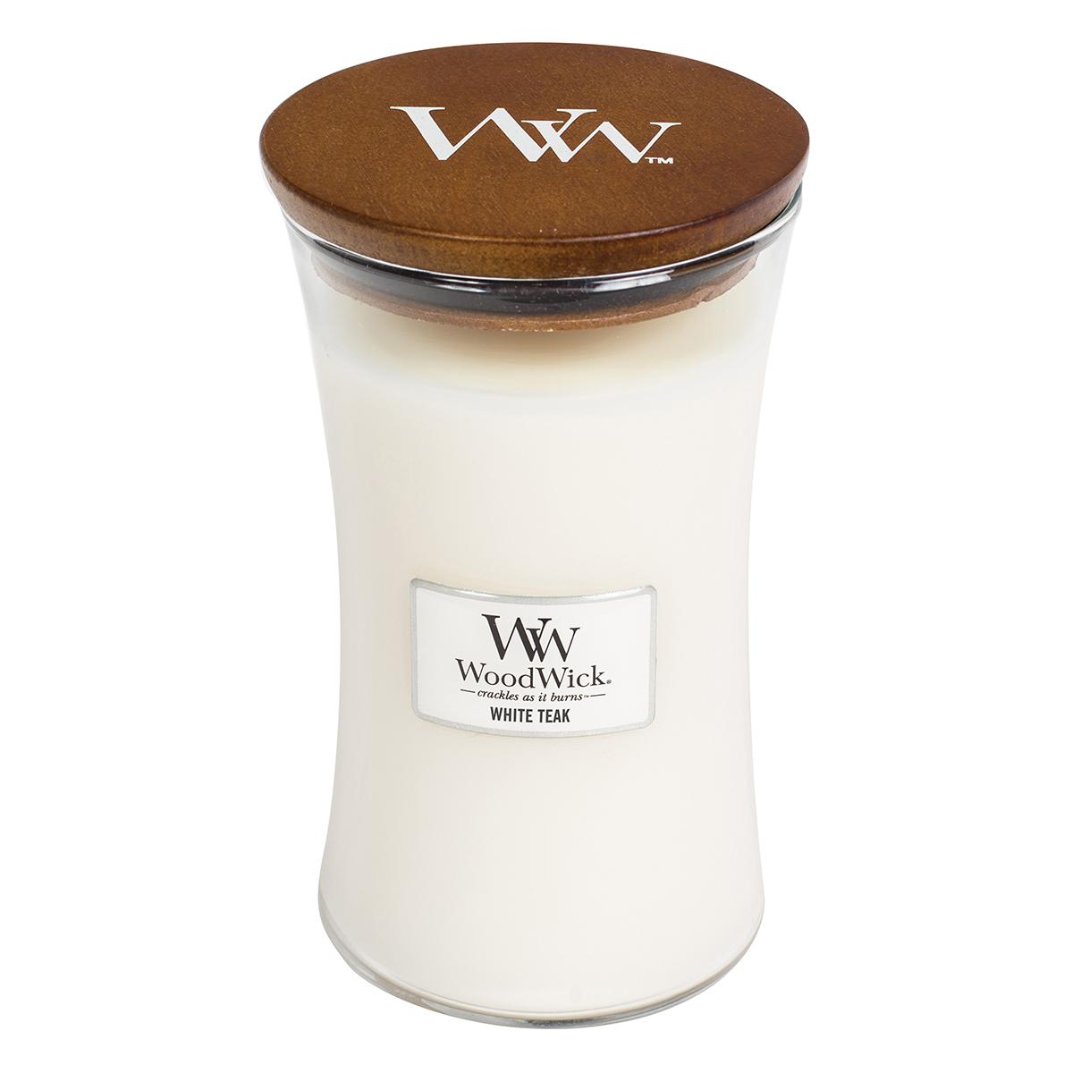 WoodWick® 21.5oz. White Teak Jar Candle