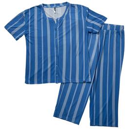 Plus Size IZOD&#40;R&#41; Short Sleeve Brushed Stripe Capri Pajama Set
