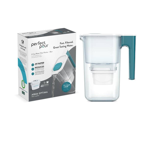 Aqua Optima 6-Cup Water Filter Pitcher w/ 1 Evolve+ Water Filter