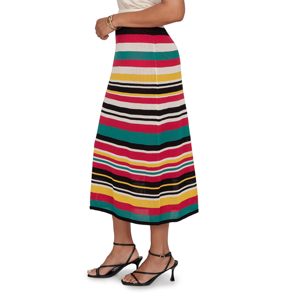 Womens Ruby Rd. Tropical Noir Stripe Sweater Knit Midi Skirt
