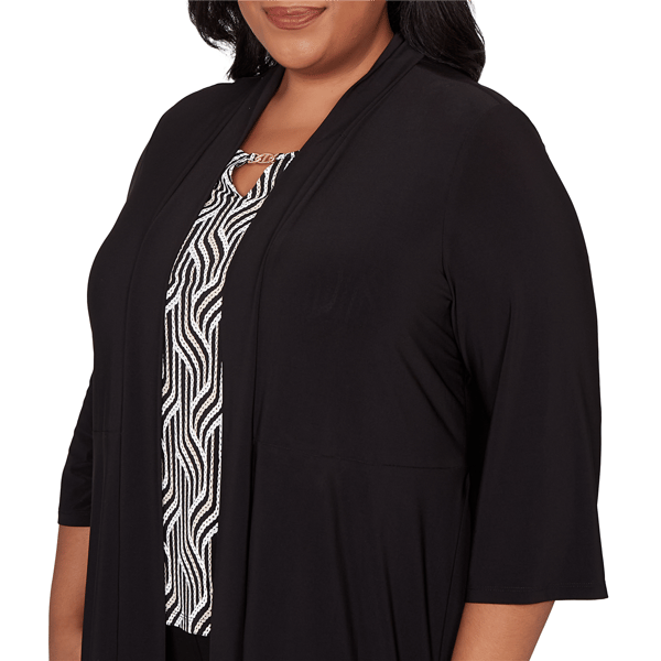 Plus Size Alfred Dunner Seville Geometric Two In One Blouse