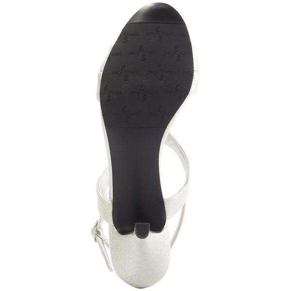 Womens Easy Street Silver Glitter Patent Slingback Sandals