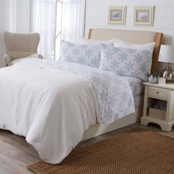 Freshfolds Turkish Cotton Snowflake Flannel 4pc. Sheet Set