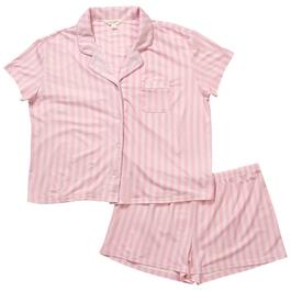 Womens Laura Ashley&#40;R&#41; Short Sleeve Stripe Shorty Pajama Set
