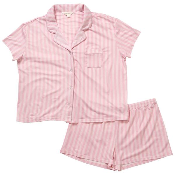 Womens Laura Ashley&#40;R&#41; Short Sleeve Stripe Shorty Pajama Set - image 