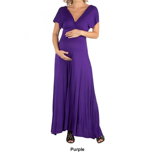 Plus Size 24/7 Comfort Apparel Maxi Maternity Empire Waist Dress