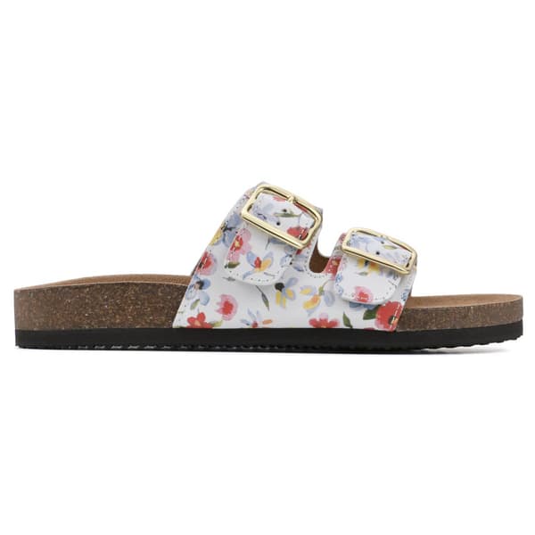 Womens White Mountain Helga Floral Slide Footbed Sandals