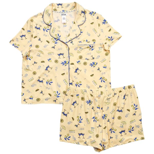 Juniors Kensie Short Sleeve Lemon Drop Pajama Set