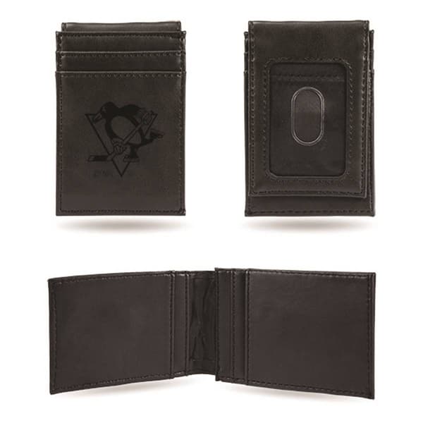 Mens NHL Pittsburgh Penguins Faux Leather Front Pocket Wallet - image 