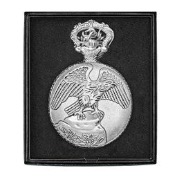 Mens Silver Alloy Engraved Eagle Pocket Watch - 37740