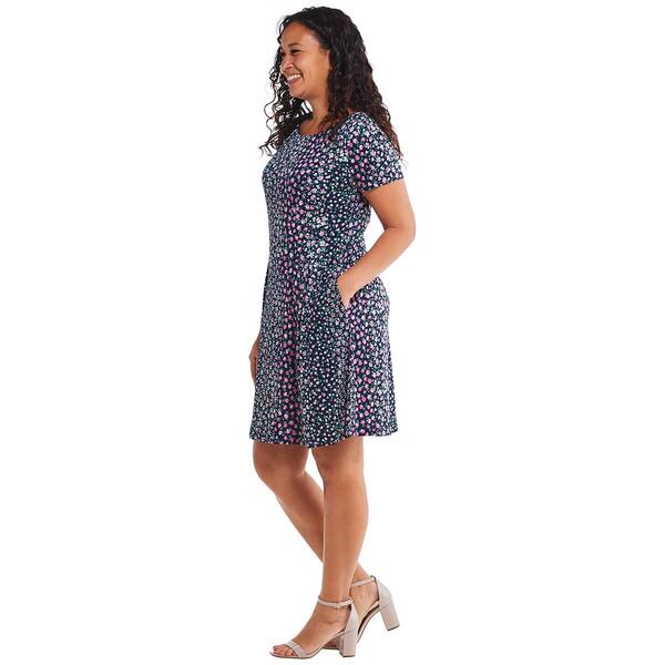 Plus Size Connected Apparel Short Sleeve Floral ITY Pocket Dress