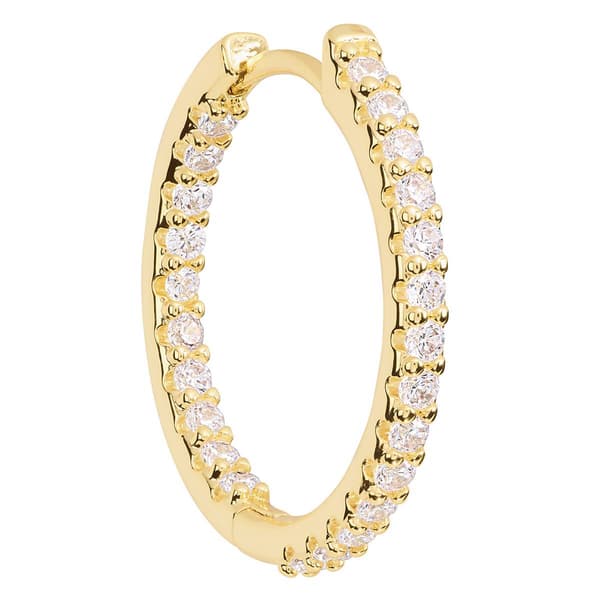 Athra 14kt. Gold over Brass 25mm CZ Huggie Hoop Earrings