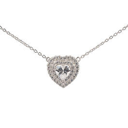 Triple Row Sterling Silver Cubic Zirconia Heart Necklace