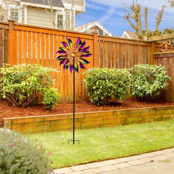 Northlight Seasonal Mardi Gras Flower Pinwheel Garden Stake